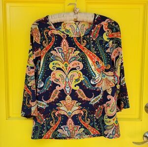 Newbury Kustom Paisley Blouse – Boho Luxe 70s Print Flowy Retro Top